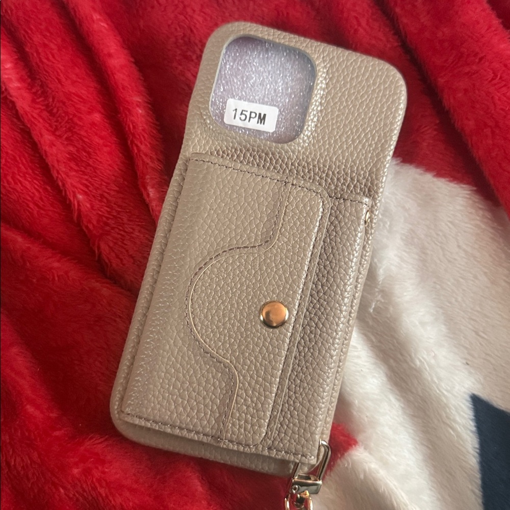 Textured Beige Phone Case with Card Holder